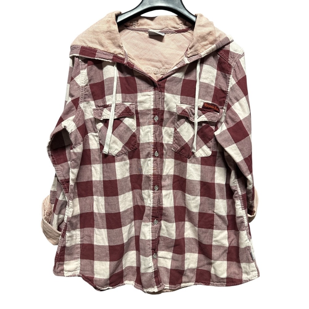 Columbia Times Two Plaid Casual Hooded Shirt Womens Virginia Tech Size‎ XL